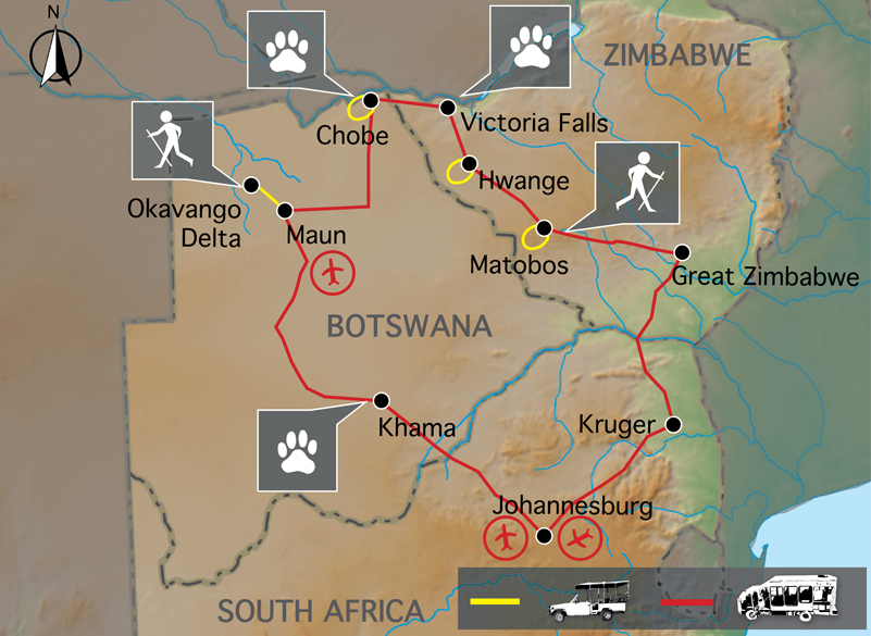 Zimbabwe, Botswana cesta po stopch zvat - 16 dn SW/ZBa16 (p12S)