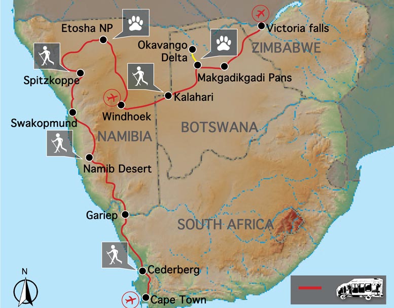 Z Kapského Města na Victoria Falls (Namibie, Botswana) - 21 dní SW/CV21; 14 dní SW/CW14  (p12S)